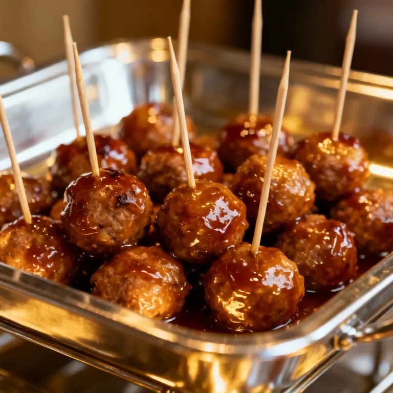 Glazed meatball skewers